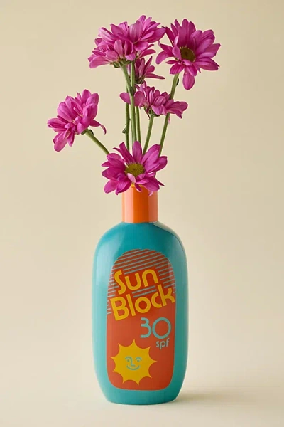 Bando Ban. Do Sunblock Bottle Shape Ceramic Vase In Orange At Urban Outfitters In Blue