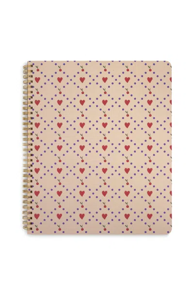 Bando Cherry Hearts Rough Draft Large Notebook In Beige In Brown