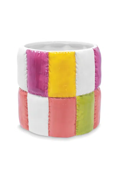 Bando Colorblock Ceramic Planter In Multi
