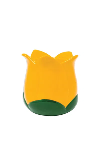 Bando Tulip Ceramic Pencil Cup In Orange In Yellow