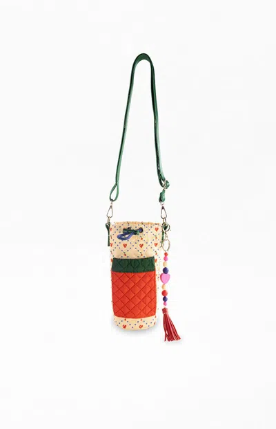 Bando Women's Cherry Hearts Water Bottle Sling In Tan In Multi
