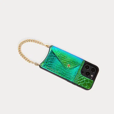 Bandolier Ariel Wristlet - Iridescent Blue Green/gold