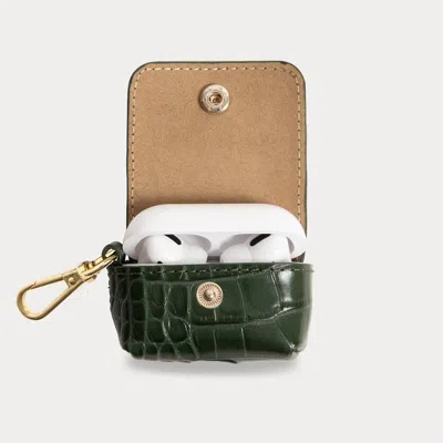 Bandolier Avery Airpods Clip-on Pouch  - Dark Green Croc/gold