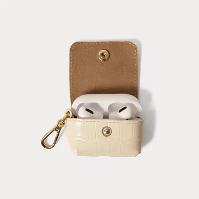 Bandolier Avery Airpods Clip-on Pouch - Ivory Croc/gold