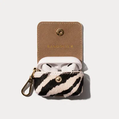 Bandolier Avery Airpods Clip-on Pouch - Zebra/gold In Black