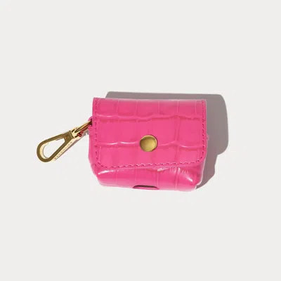 Bandolier Avery Airpods Clip-on Pouch - Magenta Croc/gold In Red