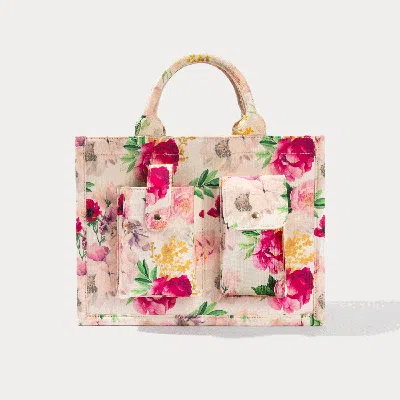 Bandolier Book Tote - Ceci Ivory Floral/gold