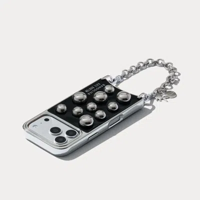 Bandolier Charlie Wristlet Phone Case -  Black Patent/silver