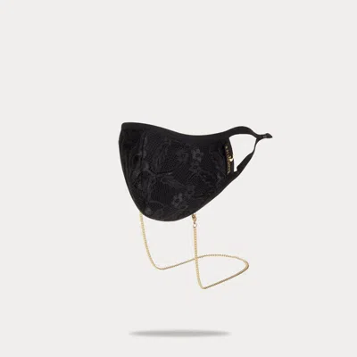 Bandolier Chloe Lace Mask With Chain - Black/gold