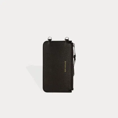 Bandolier Classic Pebble Leather Zip Pouch - Black/silver
