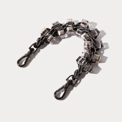 Bandolier Crystal Wristlet - Black/pewter