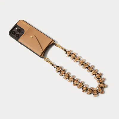 Bandolier Crystal Wristlet Phone Case - Tan/gold