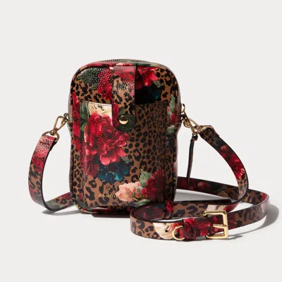 Bandolier Dillon Bag - Ceci Dark Floral Cheetah/gold In Purple