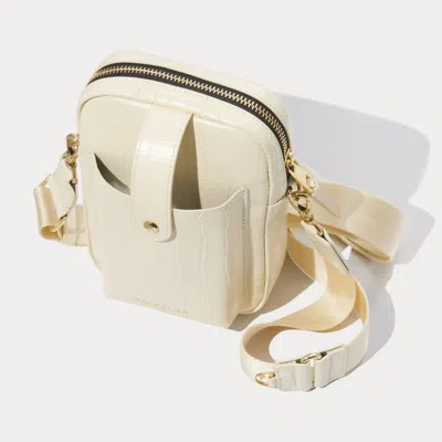 Bandolier Dillon Croc Phone Bag - Ivory Croc/gold