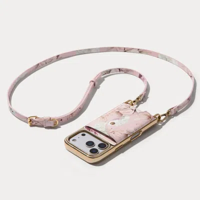 Bandolier Donna Chrome Crossbody Phone Case - Ceci Pink Floral/chrome Gold