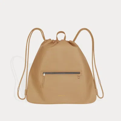 Bandolier Drawstring Backpack - Tan/gold