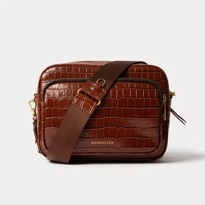 Bandolier Drew Bag - Brown Croc/gold
