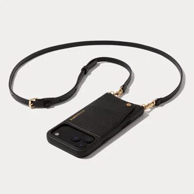 Bandolier Emma Pebble Leather Crossbody  - Black/gold