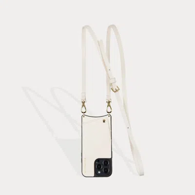 Bandolier Emma Pebble Leather Crossbody  - Ivory/gold