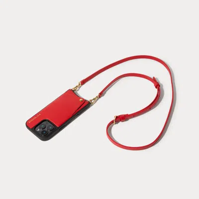 Bandolier Emma Pebble Leather Crossbody  - Red/gold