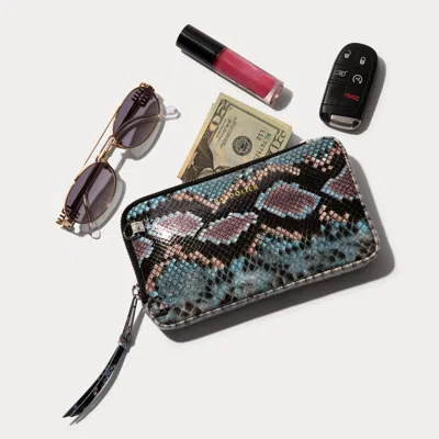 Bandolier Expanded Zip Pouch - Blue Snake/silver In Multi