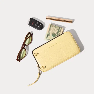 Bandolier Expanded Zip Pouch - Butter Yellow Croc/gold
