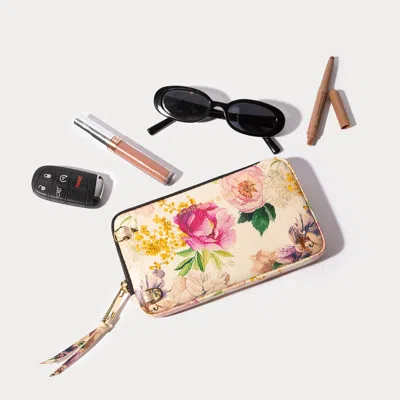 Bandolier Expanded Zip Pouch  - Ceci Ivory Floral/gold