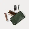 Bandolier Expanded Zip Pouch - Dark Green Croc/gold