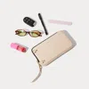 Bandolier Expanded Zip Pouch - Ecru Croc/gold