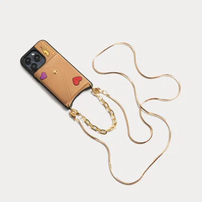 Bandolier Gia Bolt Side Slot Leather Crossbody  Set - Electric Heart/tan/gold On