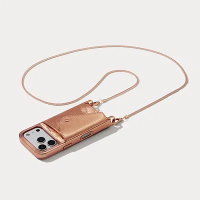 Bandolier Gia Chrome Crossbody Phone Case - Rose Gold Wave/chrome Rose Gold In Brown