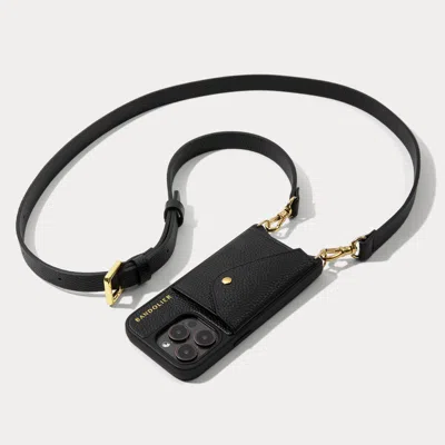 Bandolier Hailey Side Slot Leather Crossbody  - Black/gold