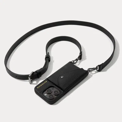 Bandolier Hailey Side Slot Leather Crossbody  - Black/pewter