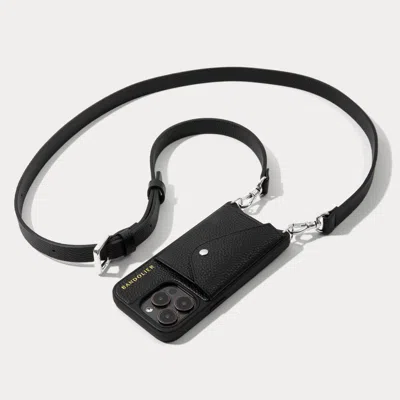 Bandolier Hailey Side Slot Leather Crossbody  - Black/silver
