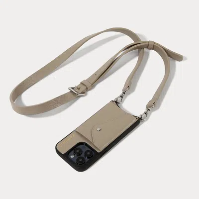Bandolier Hailey Side Slot Leather Crossbody  - Greige/silver