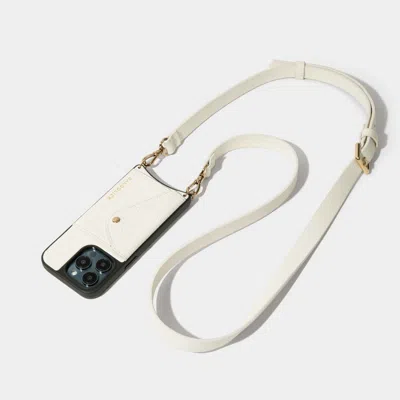 Bandolier Hailey Side Slot Leather Crossbody  - Ivory/gold