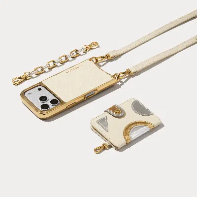 Bandolier Ivy Duet Magnet Wallet Crossbody Phone Case - Ivory Metallic Silver/gold