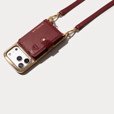 Bandolier Ivy Magnet Wallet Crossbody Phone Case - Cranberry/gold