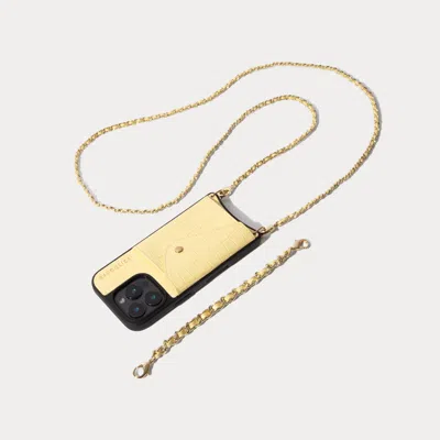 Bandolier Lily Crossbody Phone Case Set - Butter Yellow Croc/gold