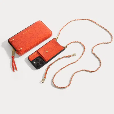 Bandolier Lily Iphone Case And Expanded Pouch Set - Orange Snake/gold