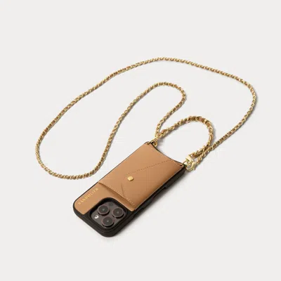 Bandolier Lily Side Slot Leather Crossbody  Set - Tan/gold
