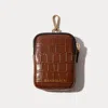 Bandolier Mini Zip Pouch - Brown Croc/gold
