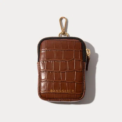 Bandolier Mini Zip Pouch - Brown Croc/gold