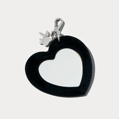 Bandolier Mirror Heart Charm - Black Patent/silver