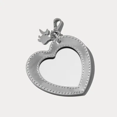Bandolier Mirror Heart Charm - Silverpatent/silver
