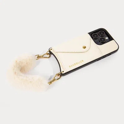 Bandolier Norah Faux Fur Wristlet - Ivory/gold