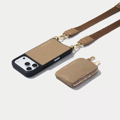 Bandolier Nova Nylon Magnet Wallet Crossbody Phone Case - Taupe/gold