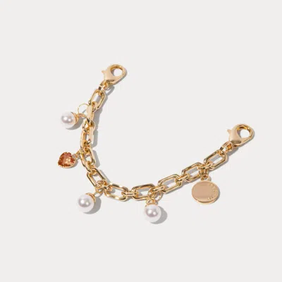 Bandolier Pearl Heart Wristlet - Gold/gold