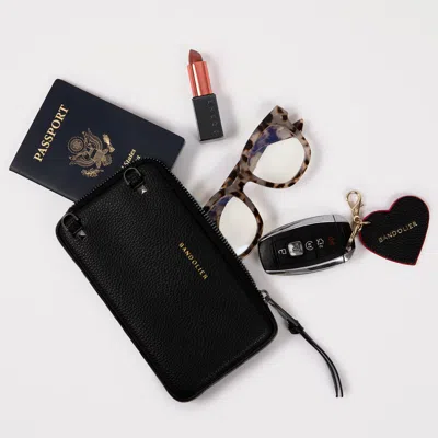 Bandolier Pebble Leather Expanded Zip Pouch - Black/pewter