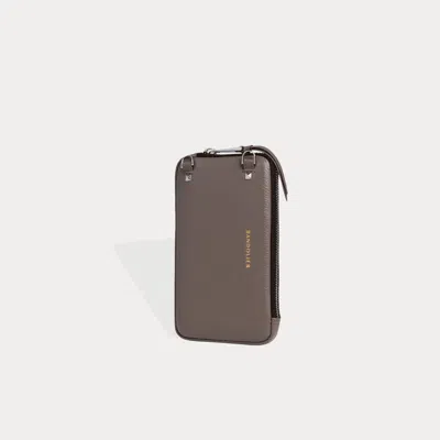 Bandolier Pebble Leather Expanded Zip Pouch - Grey/silver
